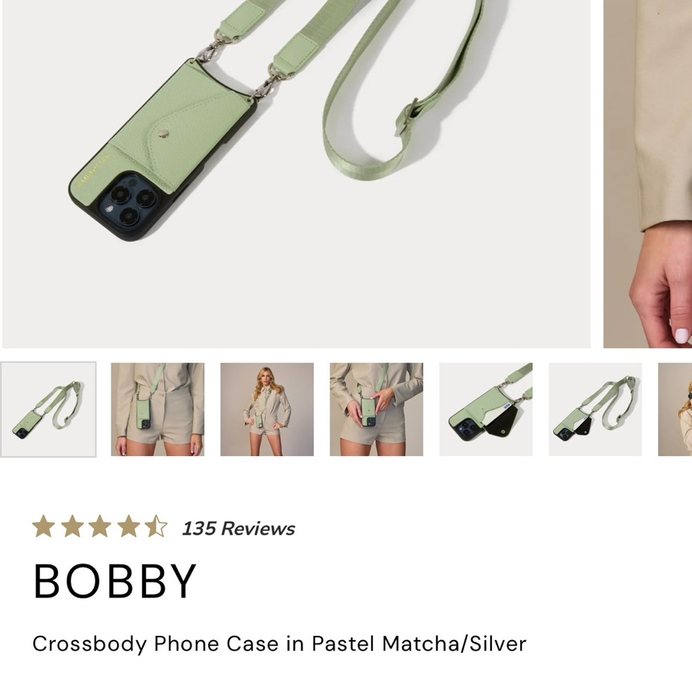 Bandolier Bobby Crossbody Phone Case in Pastel Matcha and Silver